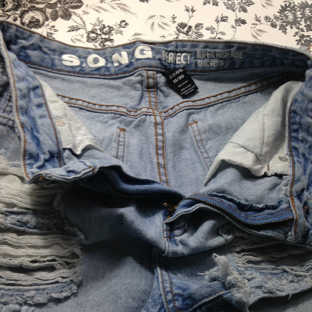 S.O.N.G Distressed Ripped Short Shorts - Picture 4 of 13